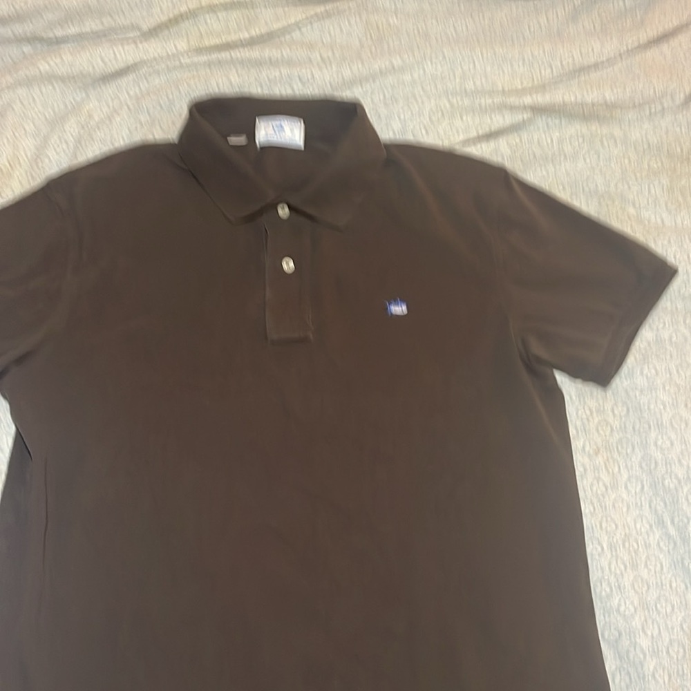 Southern Tide men’s Polo Shirt size L ~ brown Short Sleeve